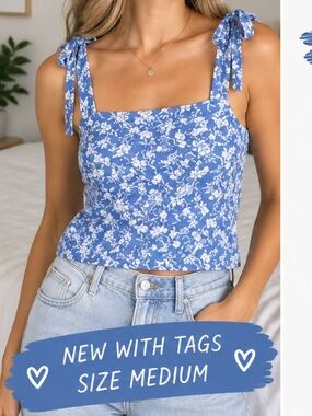 Old Navy Blue and White Floral Camisole